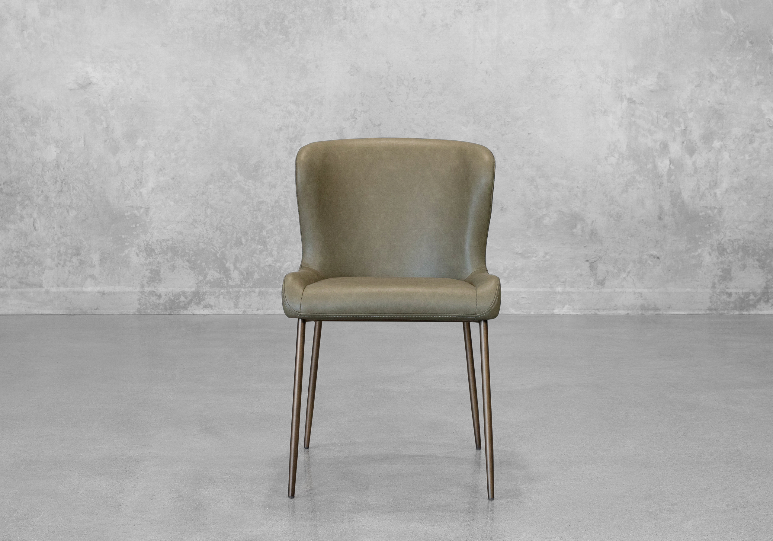Glam Olive Faux Leather Dining Chair - Front