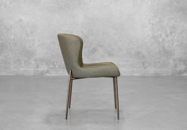 Glam Olive Faux Leather Dining Chair - Side