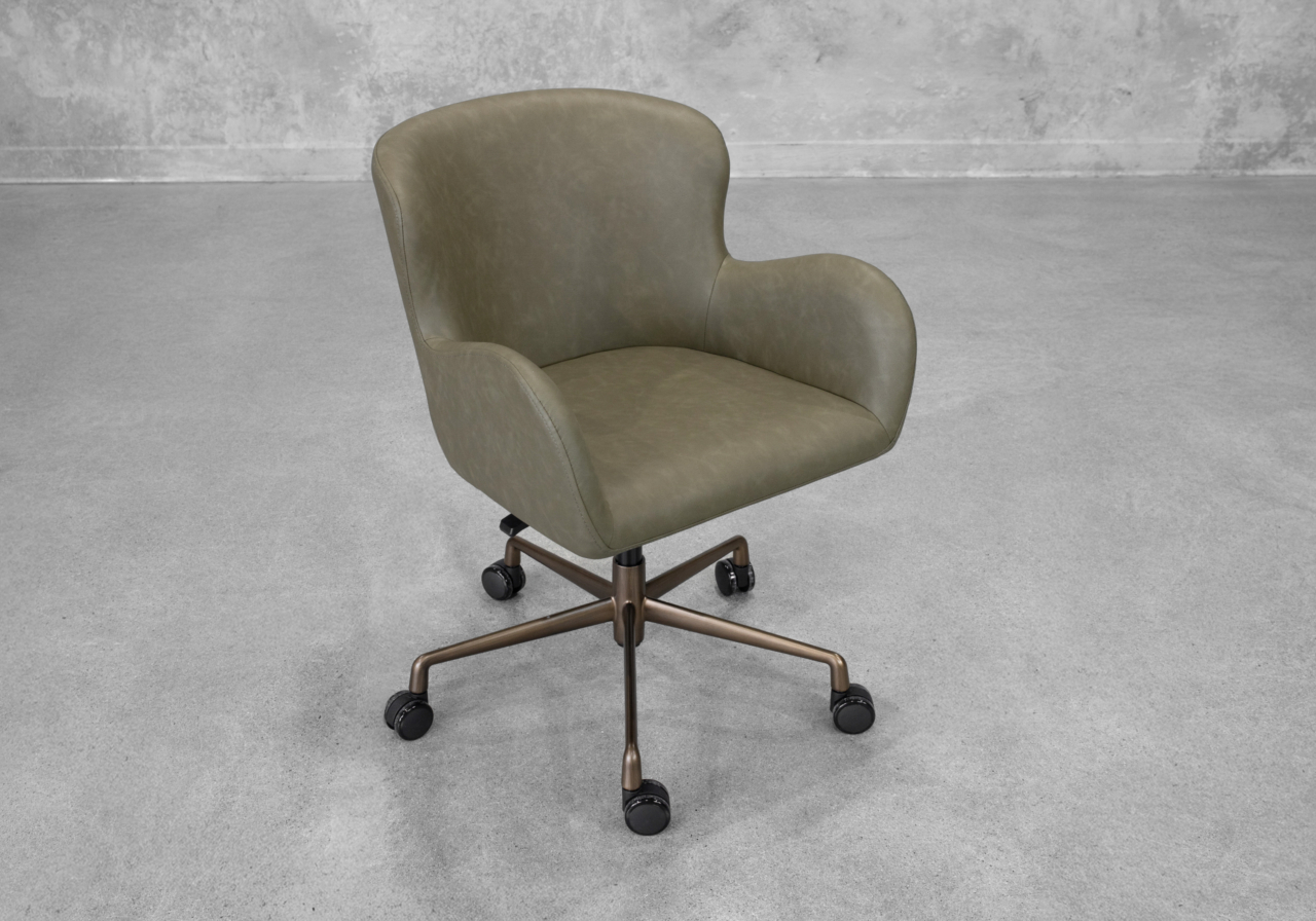 Glam Olive Faux Leather Office Chair