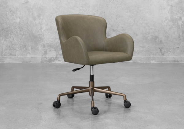 Glam Olive Faux Leather Office Chair - Angle