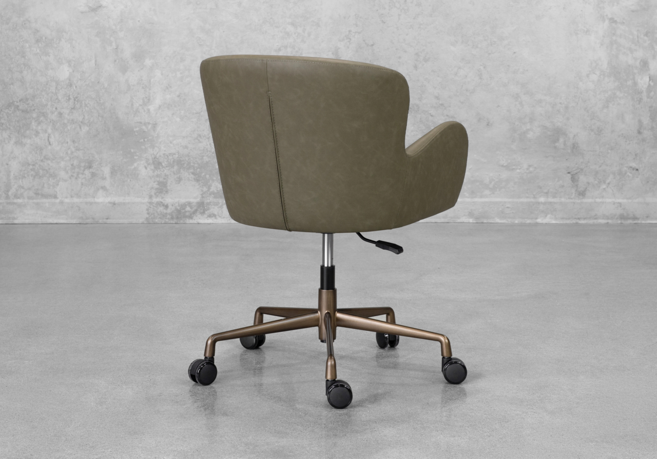 Glam Olive Faux Leather Office Chair - Back