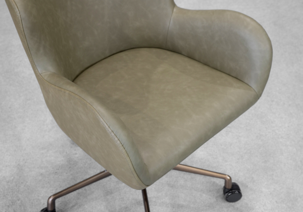 Glam Olive Faux Leather Office Chair - Close Up