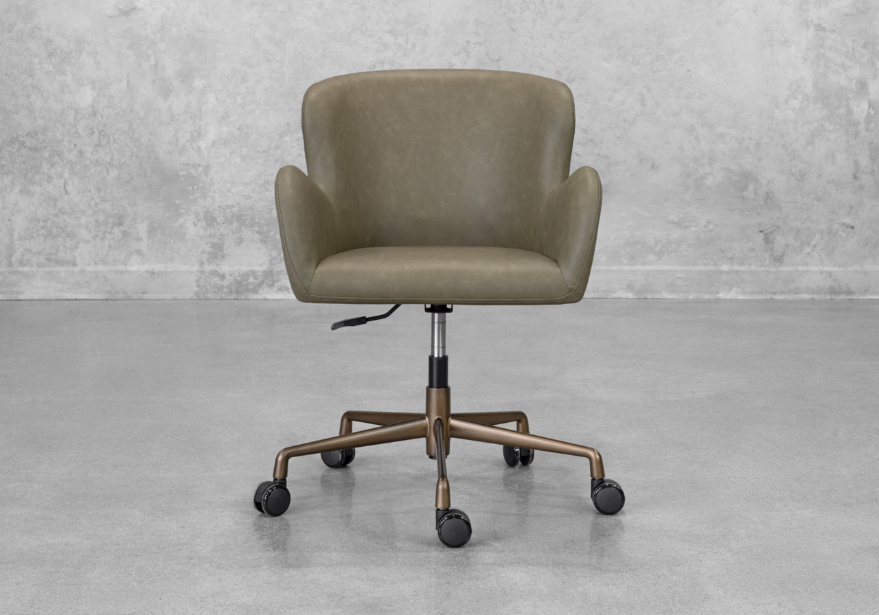 Glam Olive Faux Leather Office Chair - Front