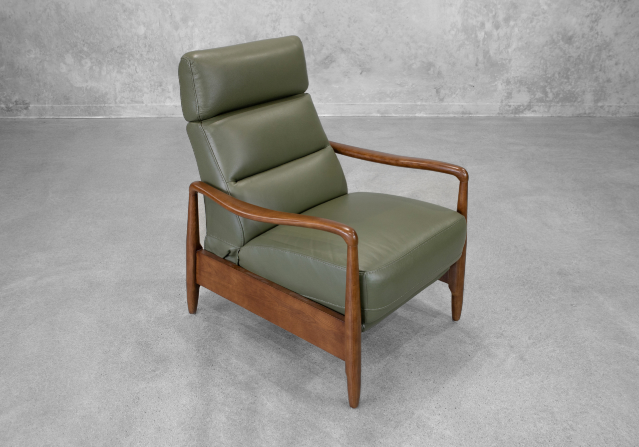Hanford Bahama Green Leather Recliner