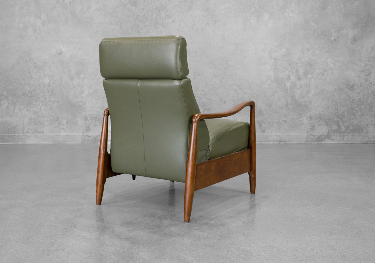 Hanford Bahama Green Leather Recliner - Back
