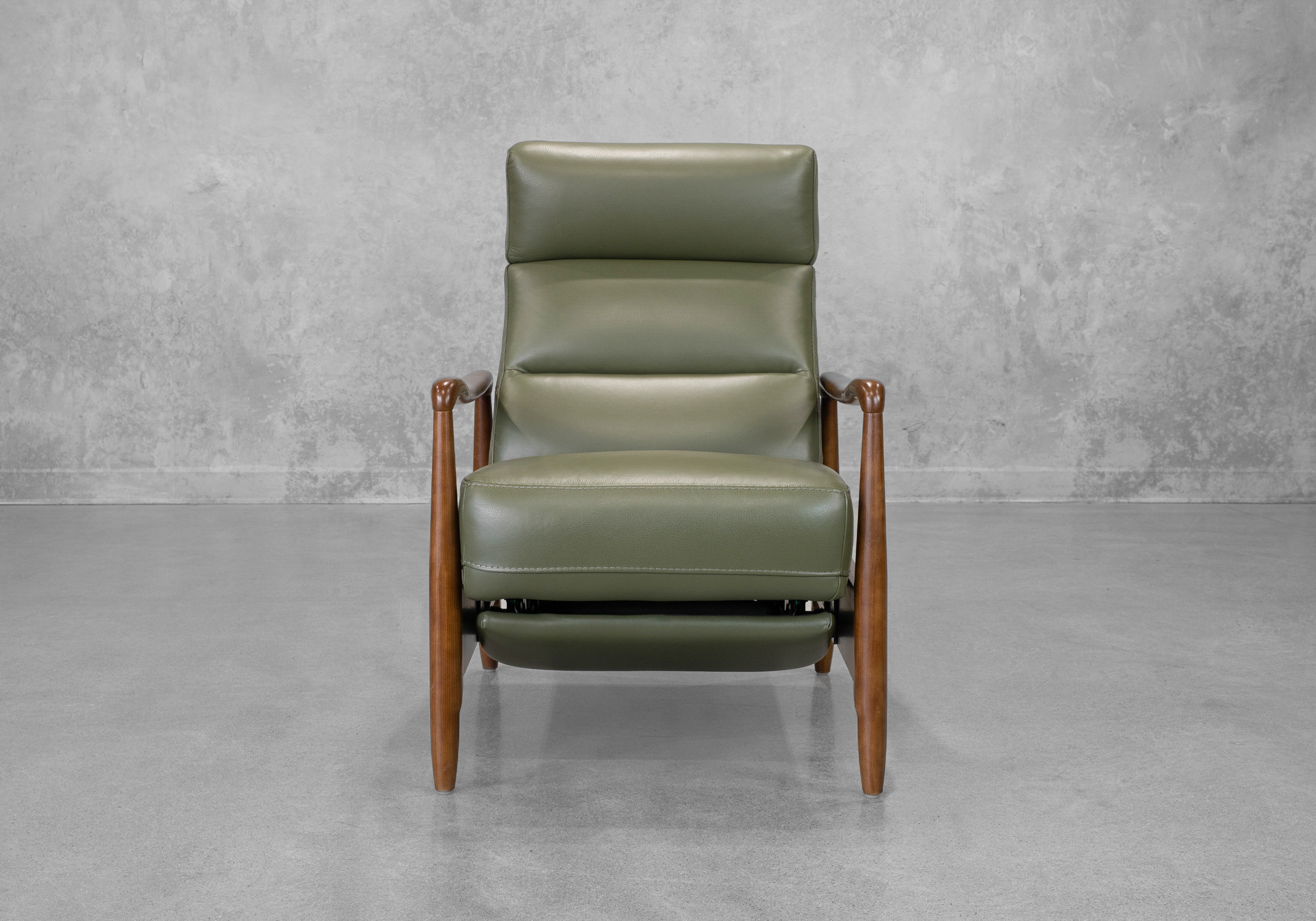 Hanford Bahama Green Leather Recliner - Front