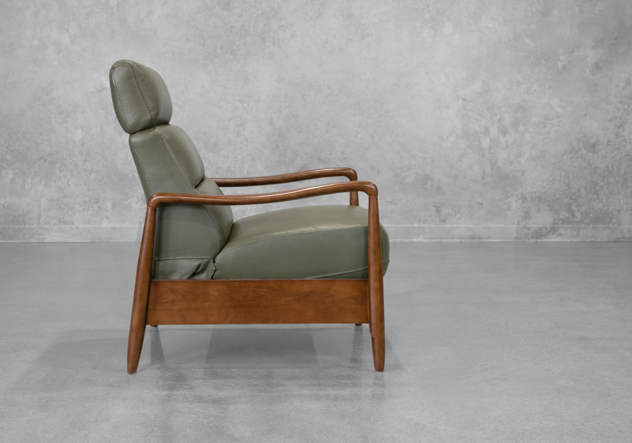 Hanford Bahama Green Leather Recliner - Side