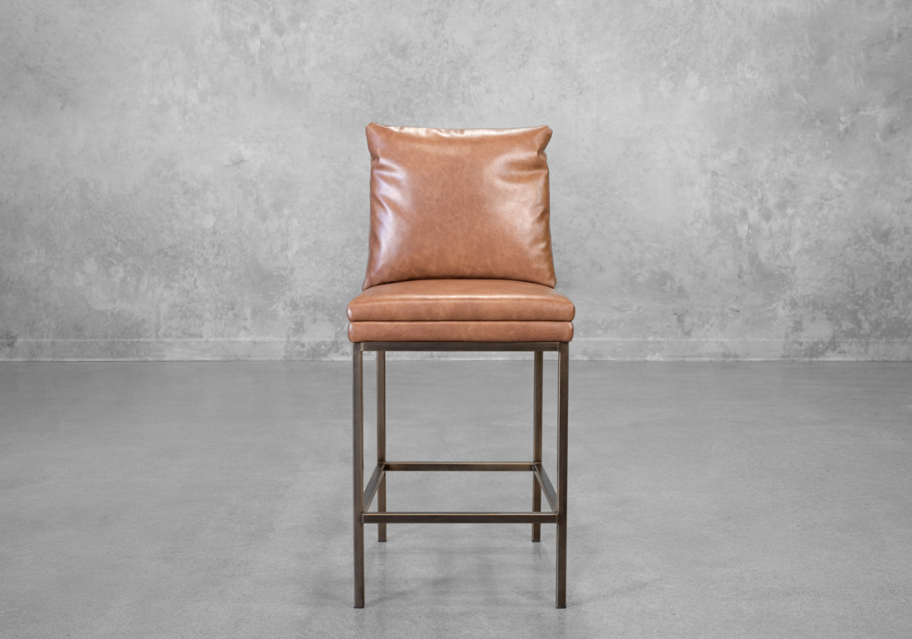 Harlow Copper Faux Leather Counter Stool - Front