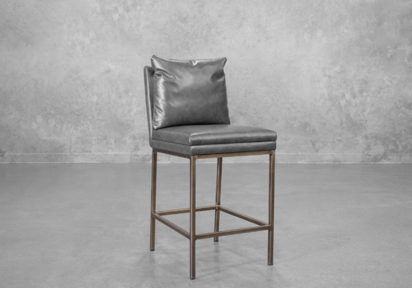 Harlow Slate Faux Leather Counter Stool - Angle
