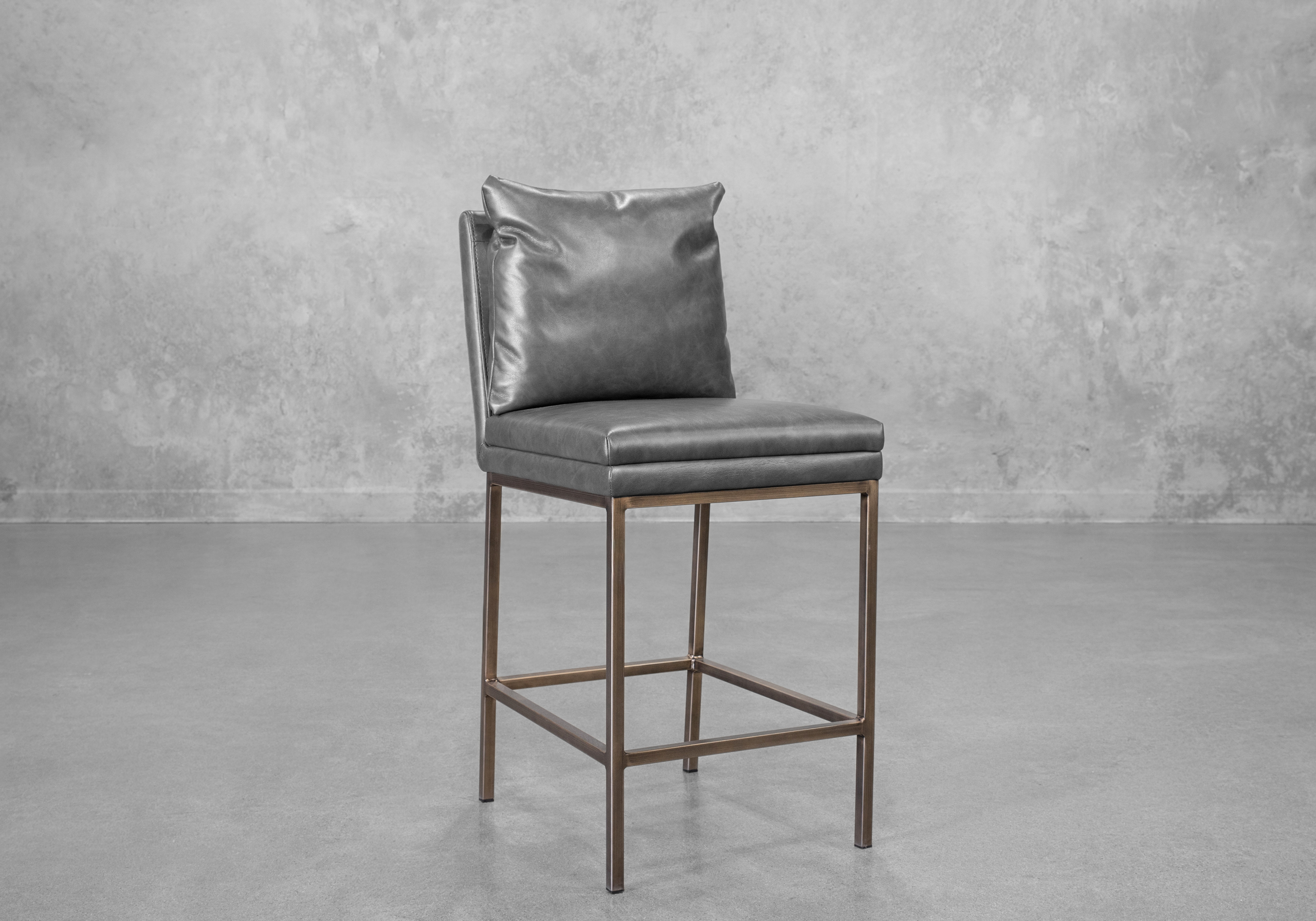 Harlow Slate Faux Leather Counter Stool - Angle