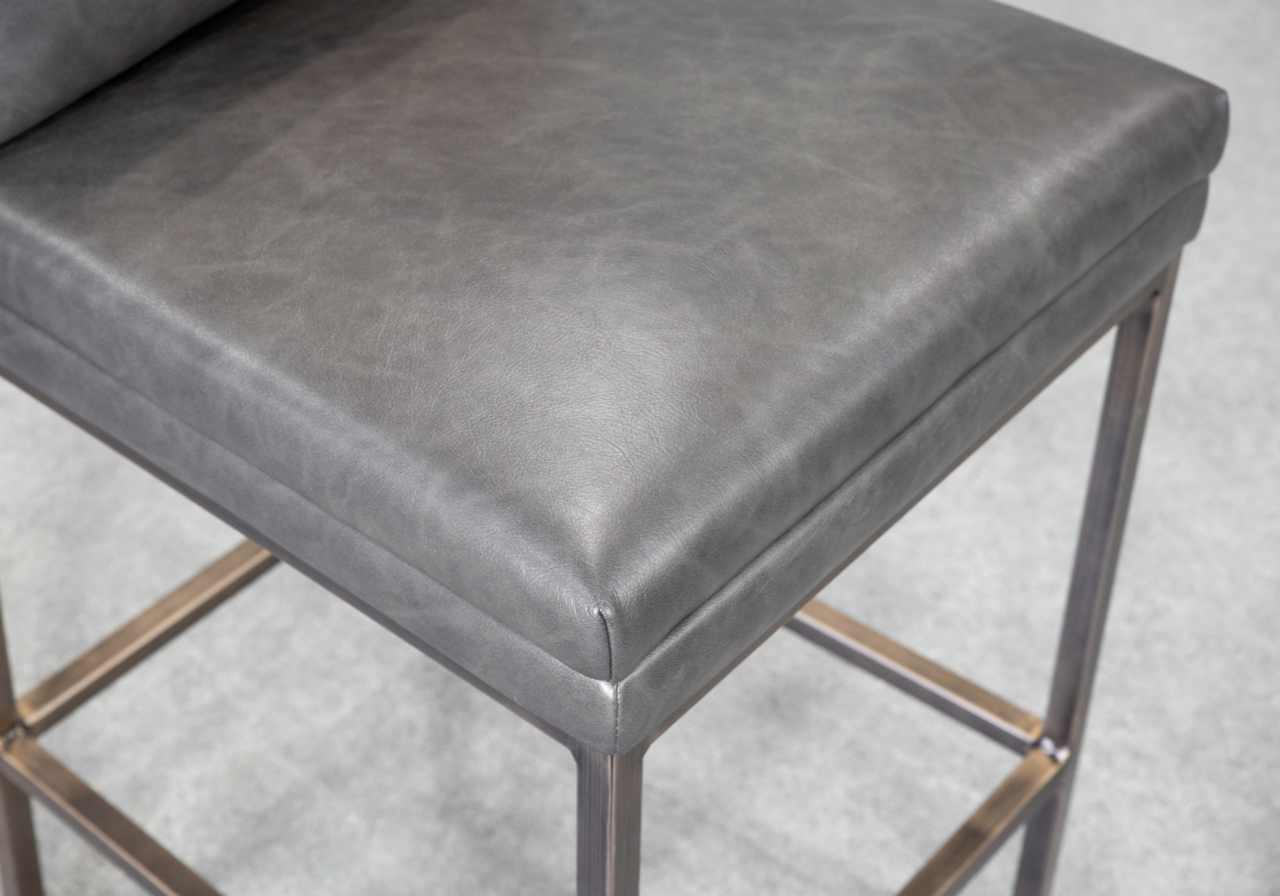 Harlow Slate Faux Leather Counter Stool - Close Up