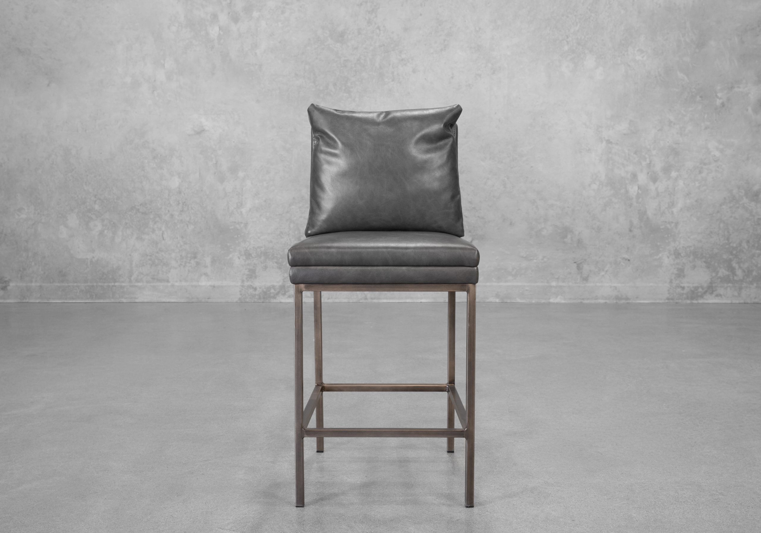 Harlow Slate Faux Leather Counter Stool - Front