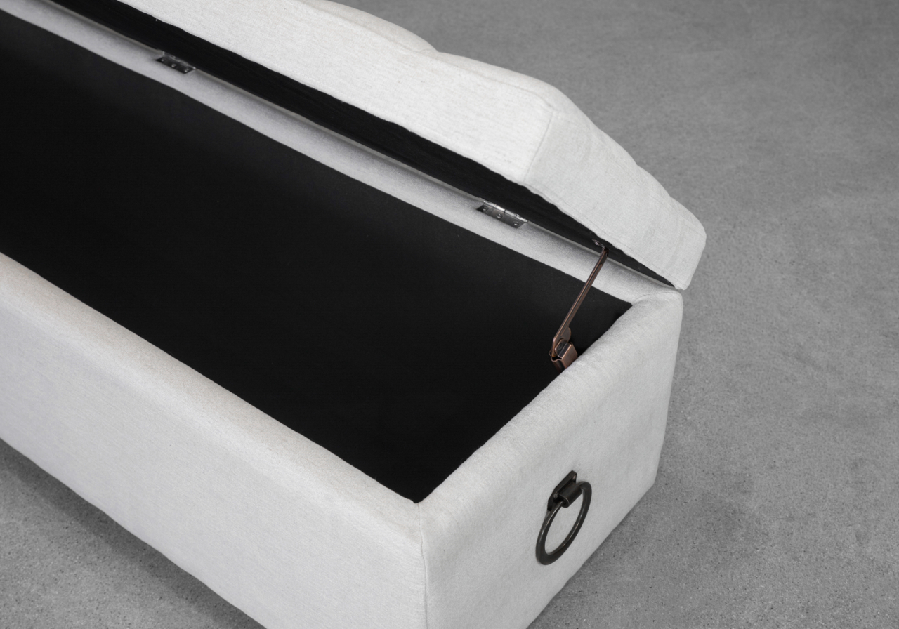Laya Cream Storage Bench - Close Up - 2