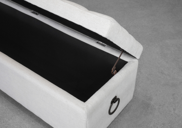 Laya Cream Storage Bench - Close Up - 2