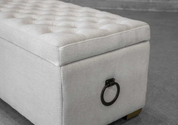 Laya Cream Storage Bench - Close Up