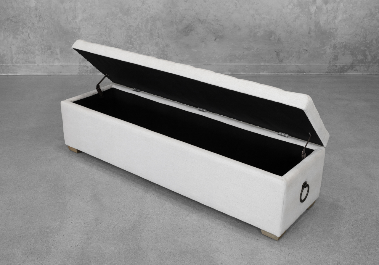 Laya Cream Storage Bench - Storage
