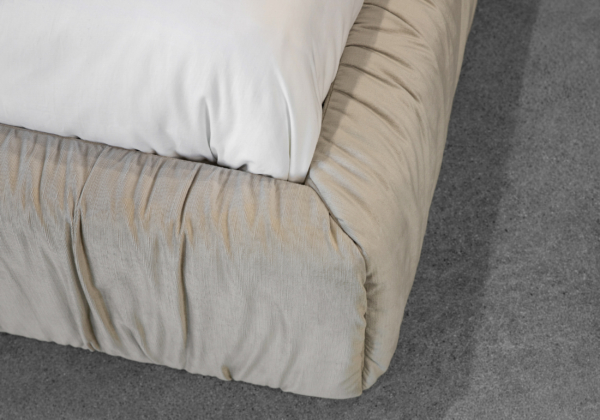 Leona Beige Fabric Bed - Close Up