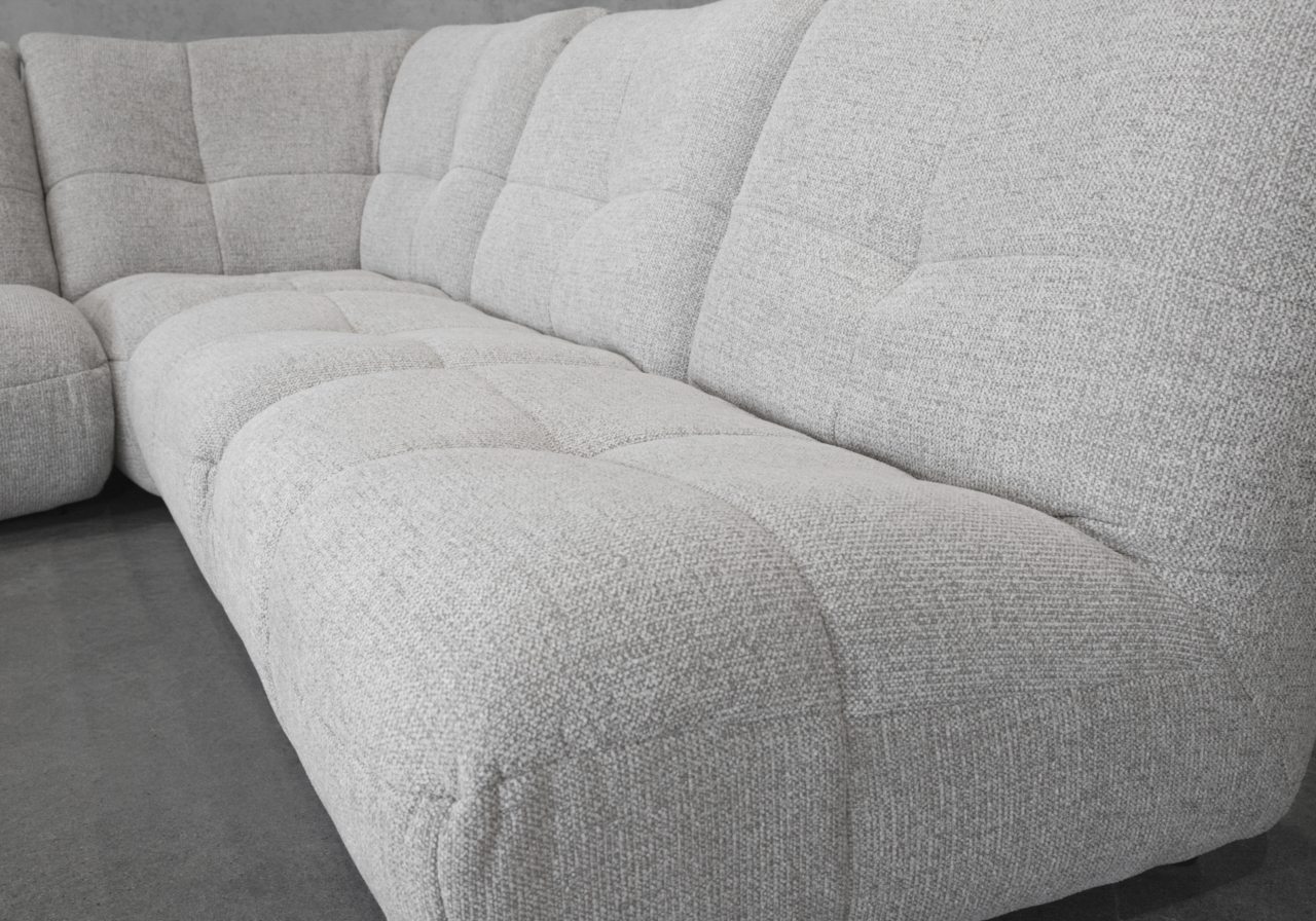 London Fabric Sectional in Mink - Close Up