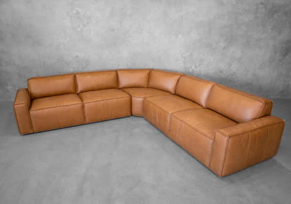 Robby Leather Sectional in Camel