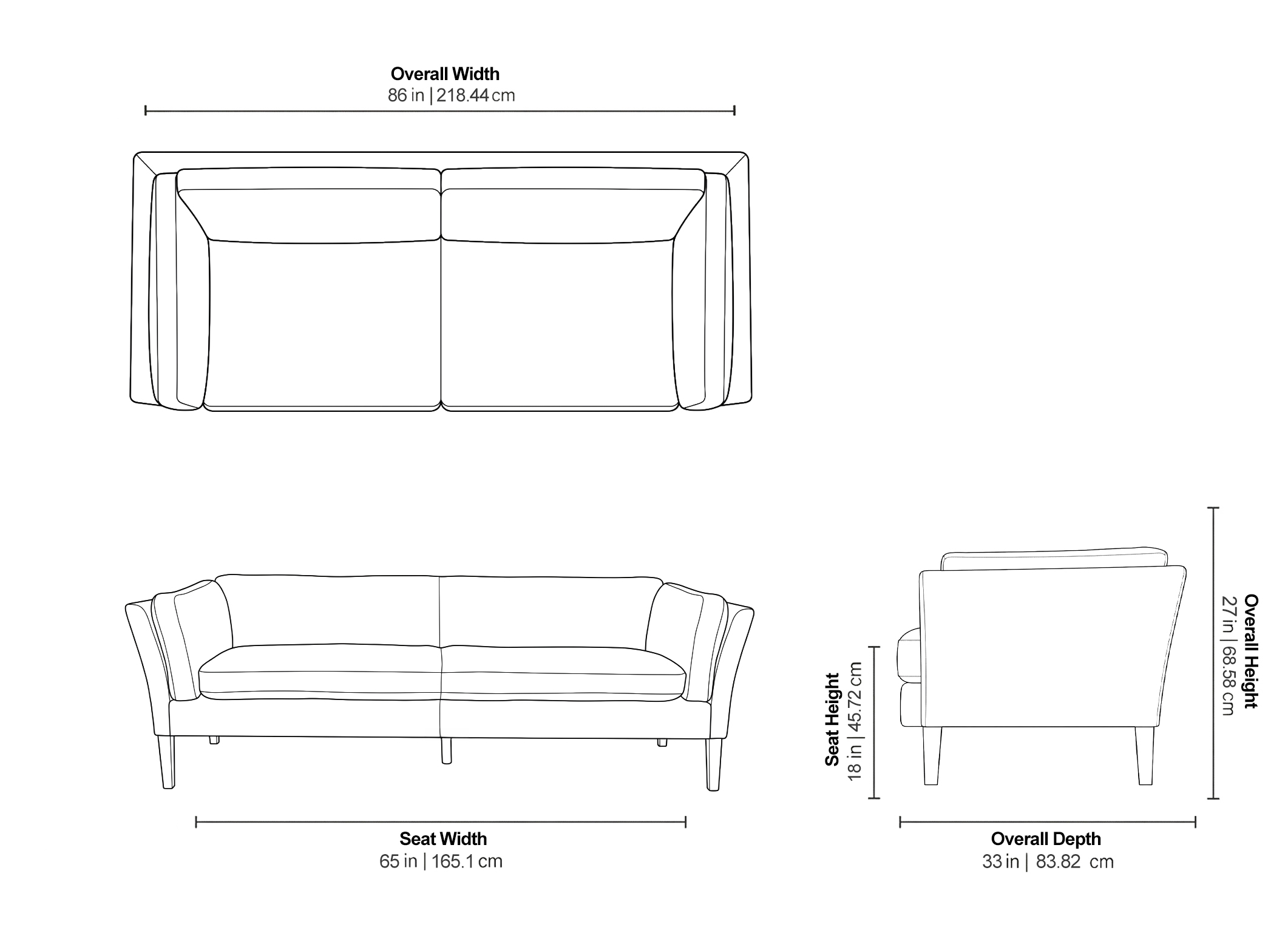 Diana Sofa - Dimensions Diana Sofa - Dimensions