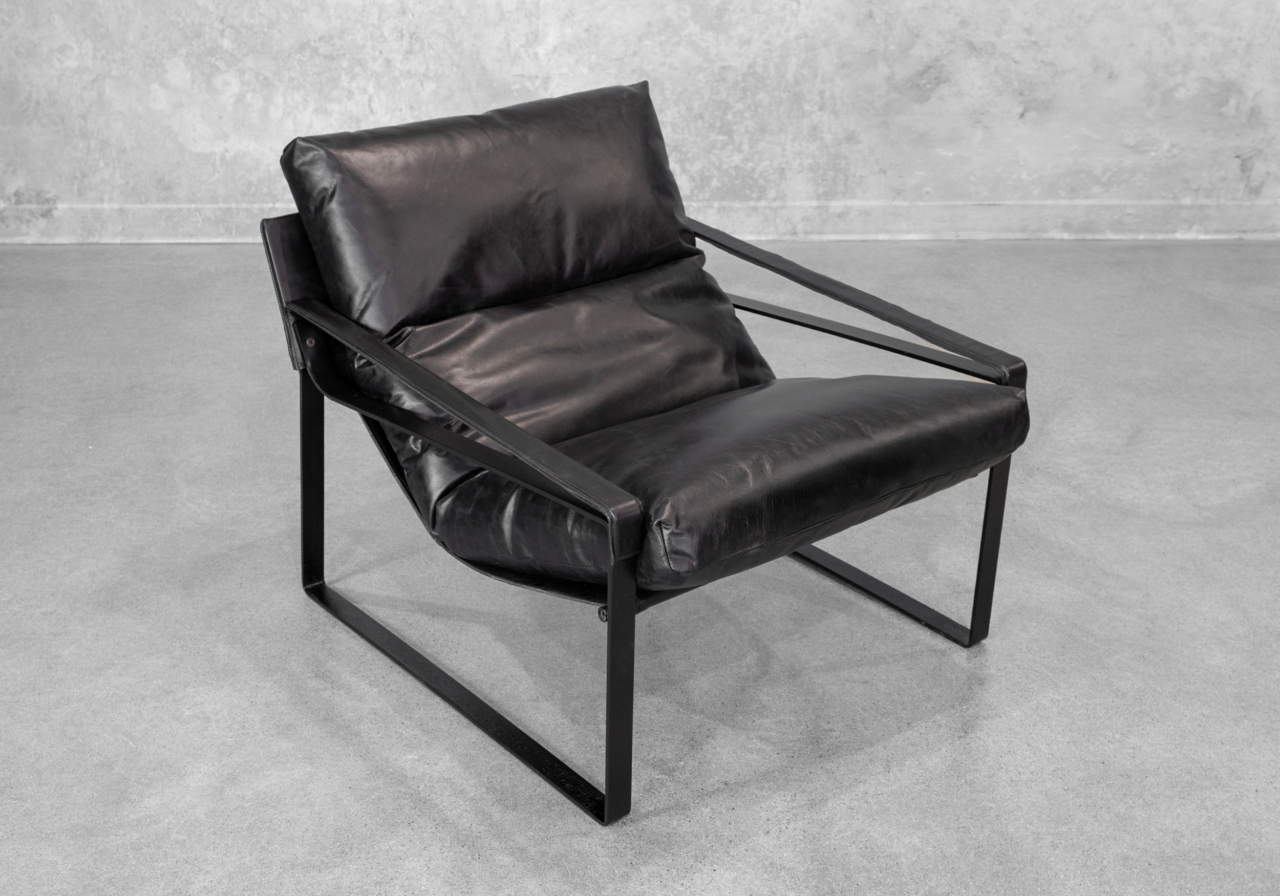 Porgabi Black Leather Accent Chair