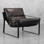 Porgabi Black Leather Accent Chair