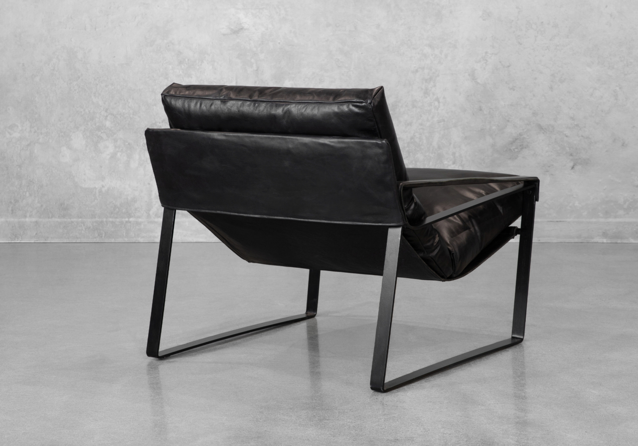 Porgabi Black Leather Accent Chair - Back