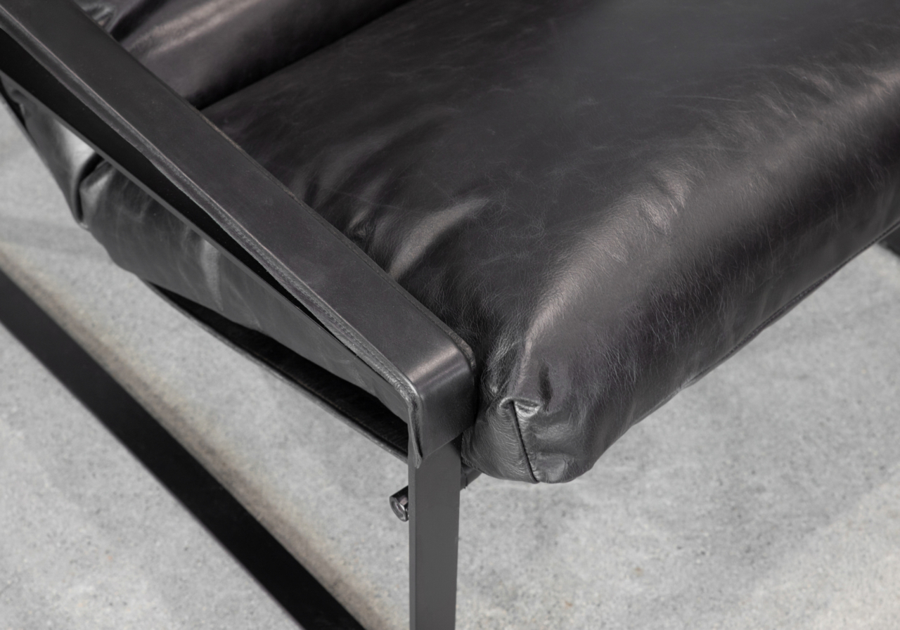 Porgabi Black Leather Accent Chair - Close Up