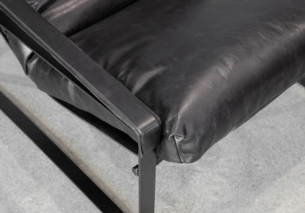 Porgabi Black Leather Accent Chair - Close Up