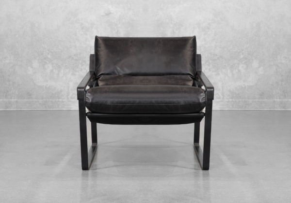 Porgabi Black Leather Accent Chair - Front