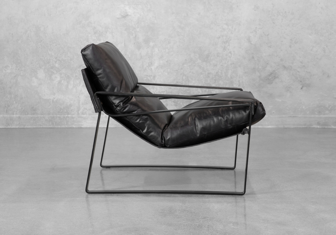 Porgabi Black Leather Accent Chair - Side