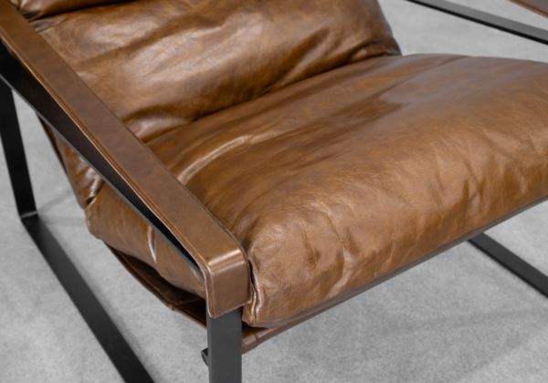 Porgabi Brown Leather Accent Chair - Close Up