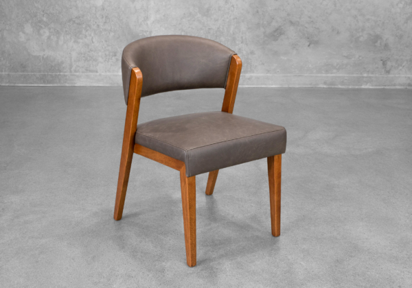 Bruno Leather Chair with Walnut Legs in Black