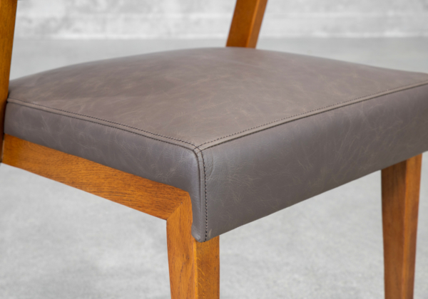 Bruno Leather Chair with Walnut Legs in Black - Close Up