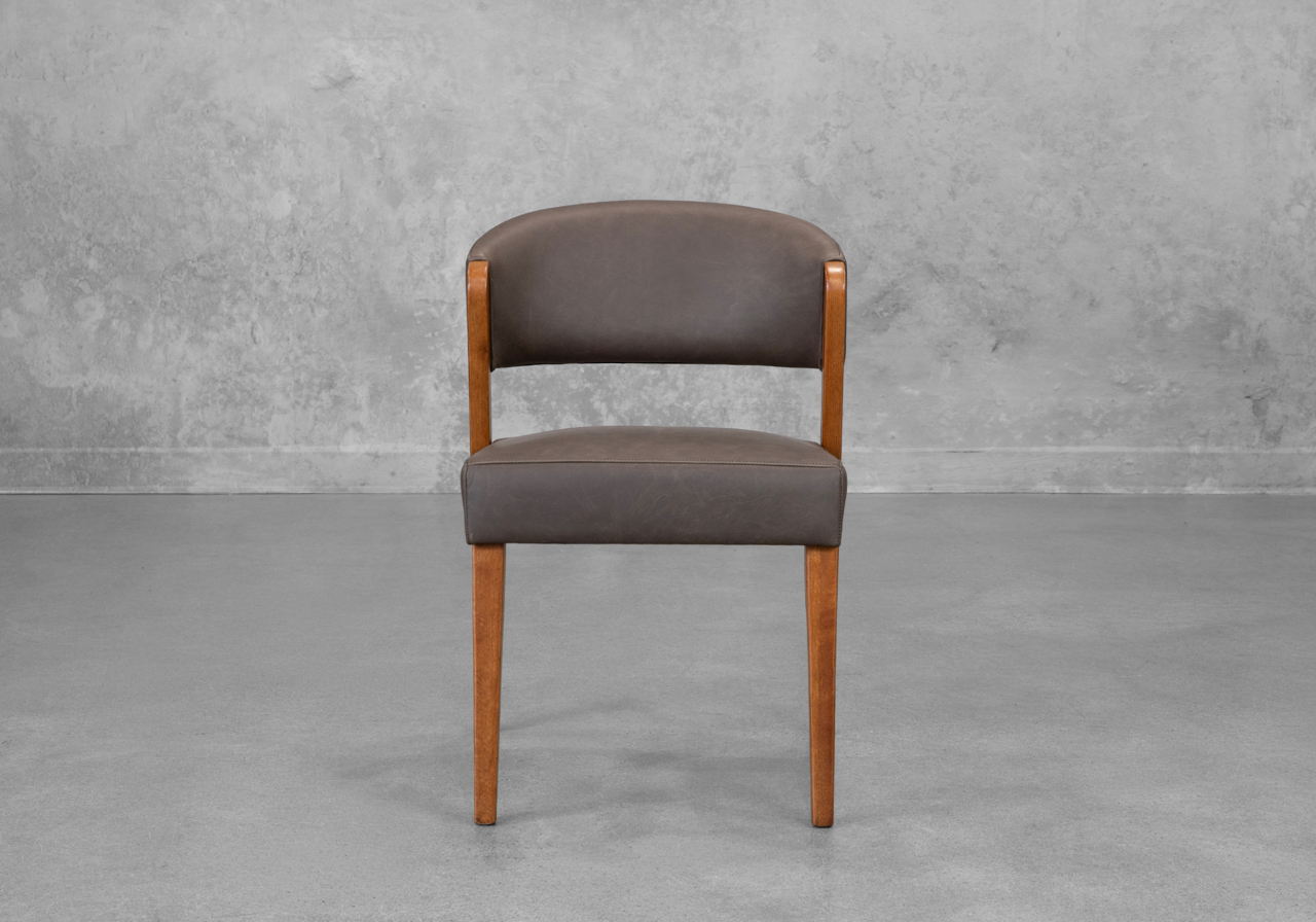 Bruno Leather Chair with Walnut Legs in Black - Front Bruno Leather Chair with Walnut Legs in Black - Front