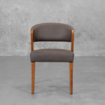 Bruno Black Leather Chair with Walnut Legs