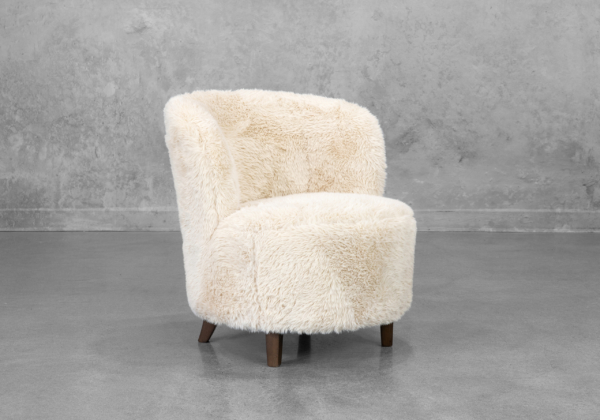 Coco Faux Fur Chair in Ivory - Angle