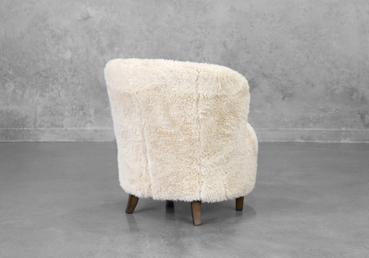 Coco Faux Fur Chair in Ivory - Back