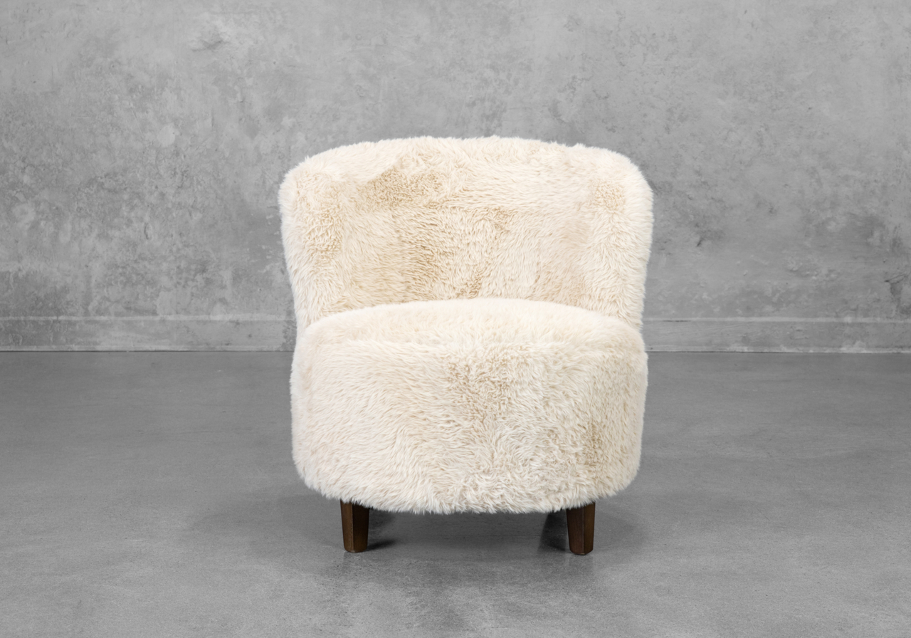 Coco Faux Fur Chair in Ivory - Front Coco Faux Fur Chair in Ivory - Front