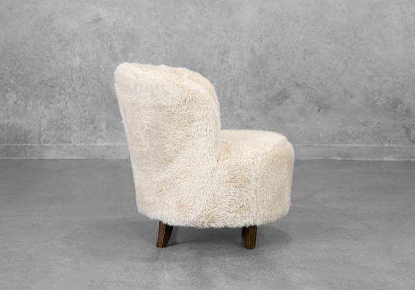 Coco Faux Fur Chair in Ivory - Side