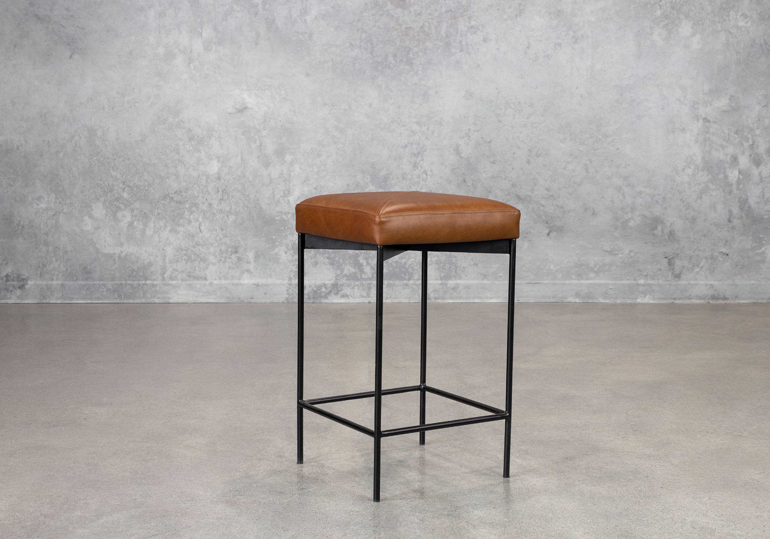 Ducal Leather Counter Stool in Cognac - Angle