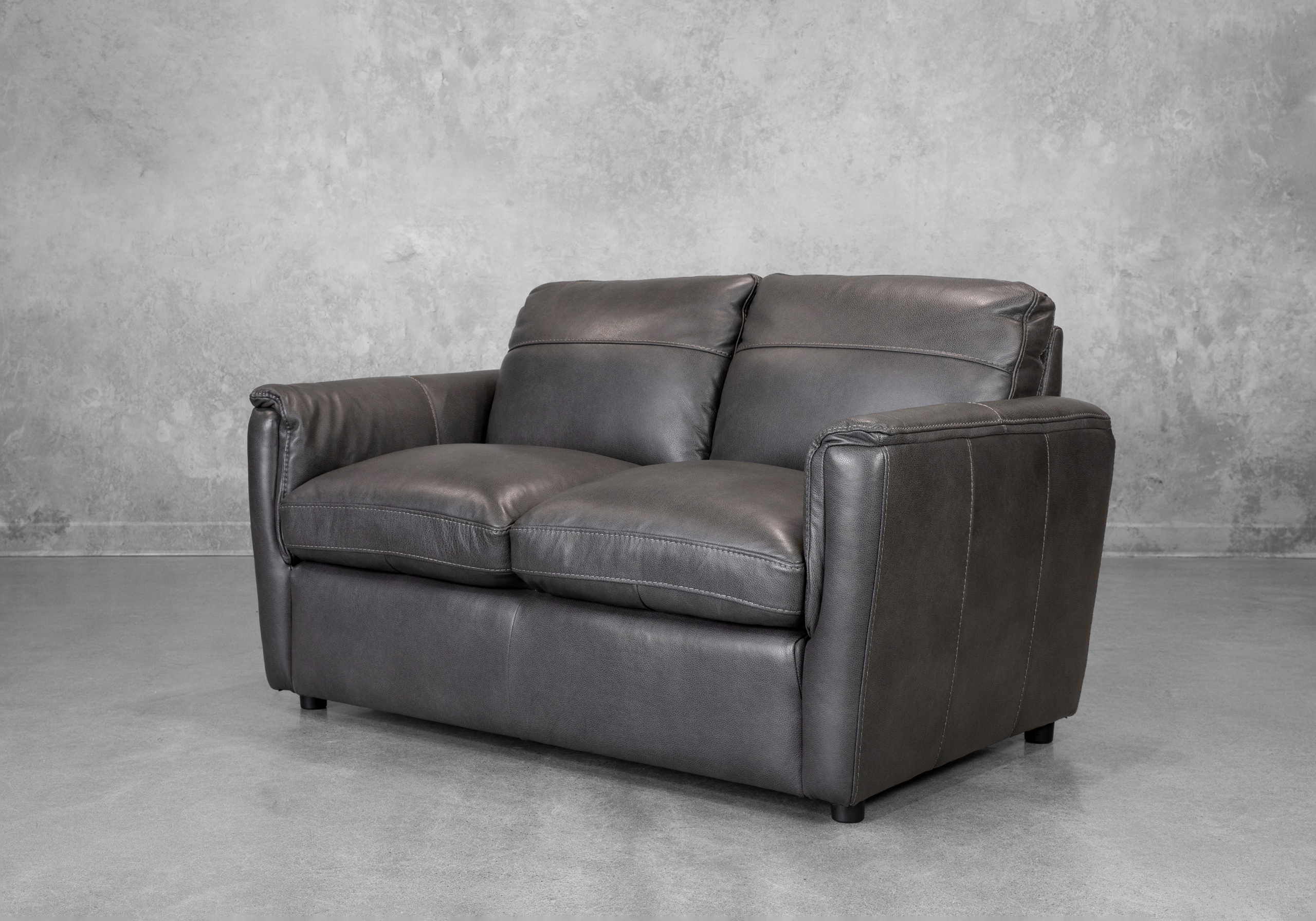 Ford Leather Loveseat in Tuscan Gun Metal - Angle