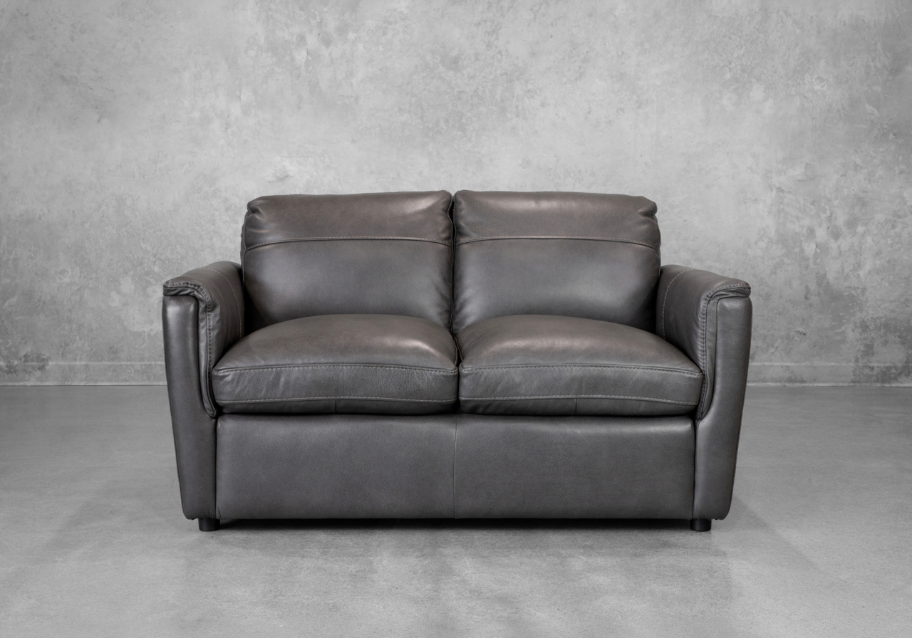 Ford Leather Loveseat in Tuscan Gun Metal - Front Ford Leather Loveseat in Tuscan Gun Metal - Front