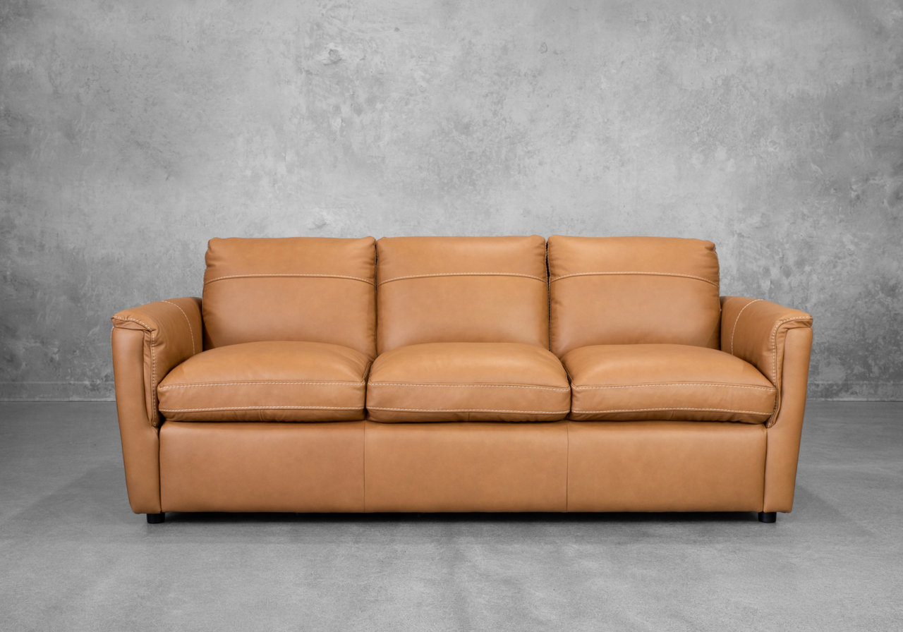 Ford Leather Sofa in Oslo Antelope - Front Ford Leather Sofa in Oslo Antelope - Front