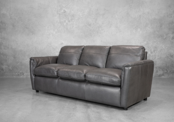 Ford Leather Sofa in Tuscan Gun Metal - Angle