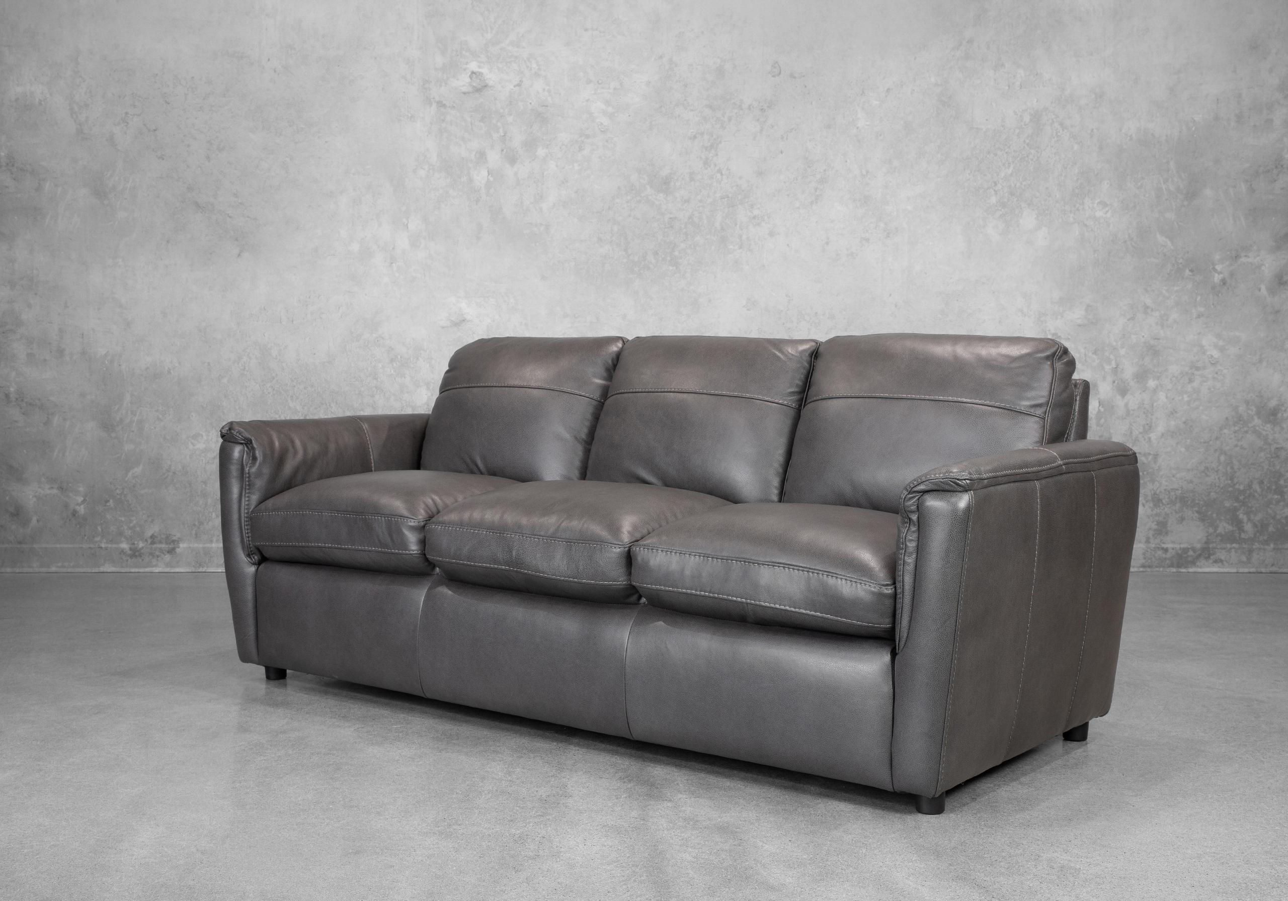 Ford Leather Sofa in Tuscan Gun Metal - Angle