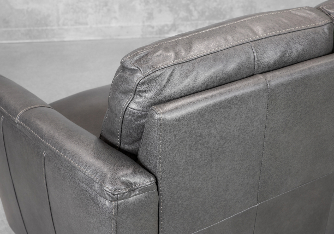 Ford Leather Sofa in Tuscan Gun Metal - Close Up