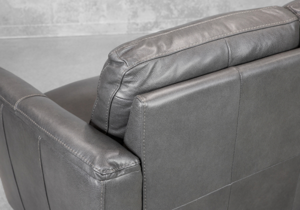Ford Leather Sofa in Tuscan Gun Metal - Close Up