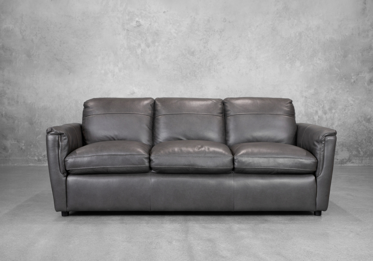 Ford Leather Sofa in Tuscan Gun Metal - Front Ford Leather Sofa in Tuscan Gun Metal - Front