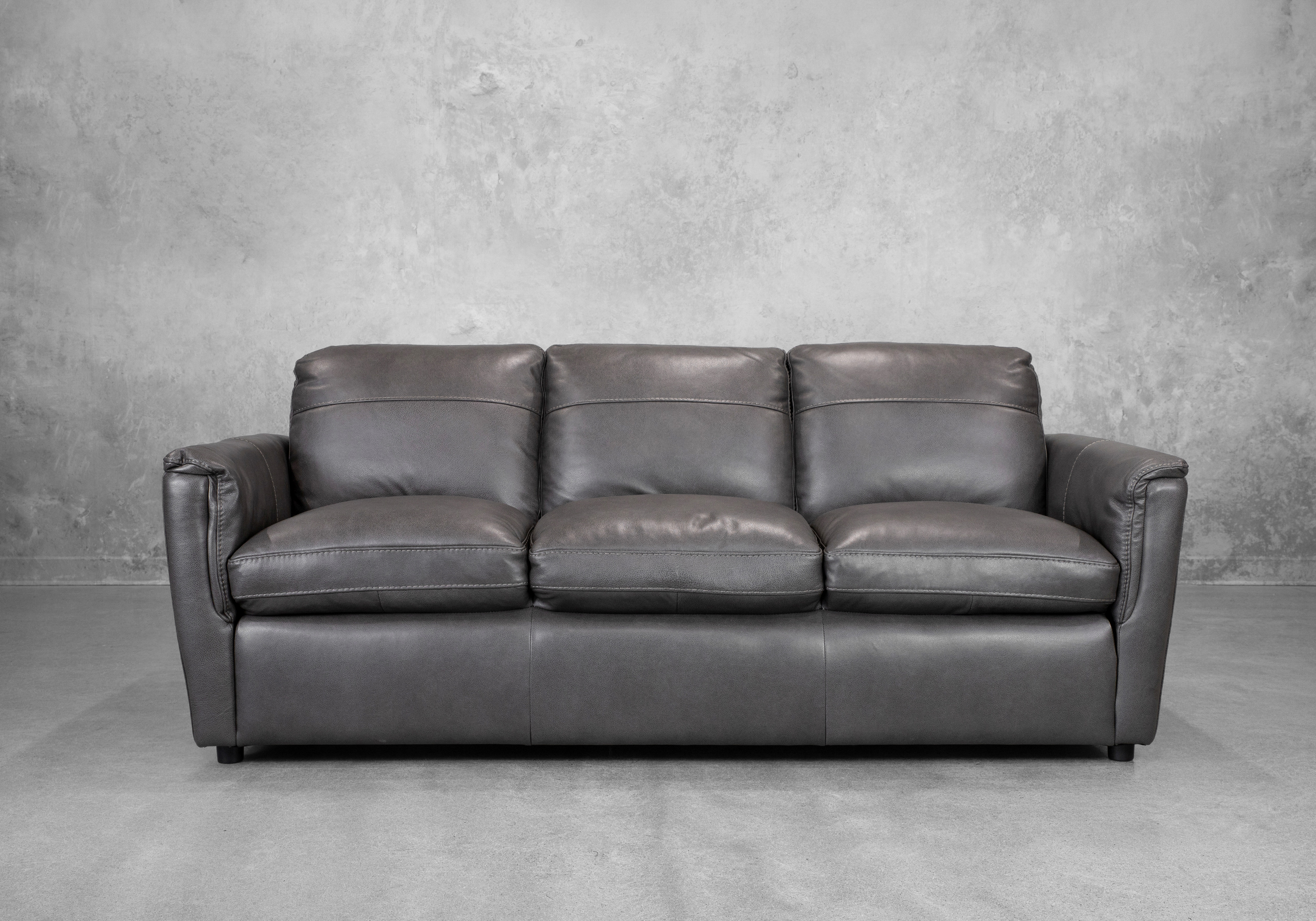 Ford Leather Sofa in Tuscan Gun Metal - Front